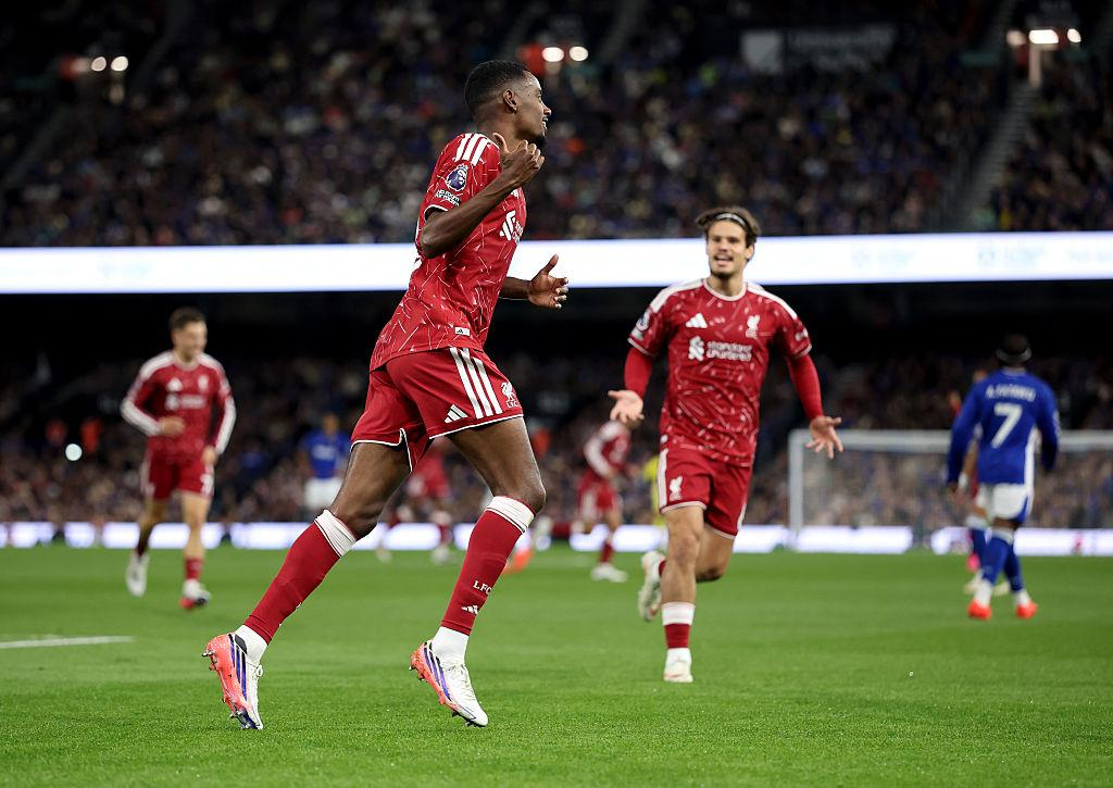 Liverpool players celebrate during their win at Ipswich Town