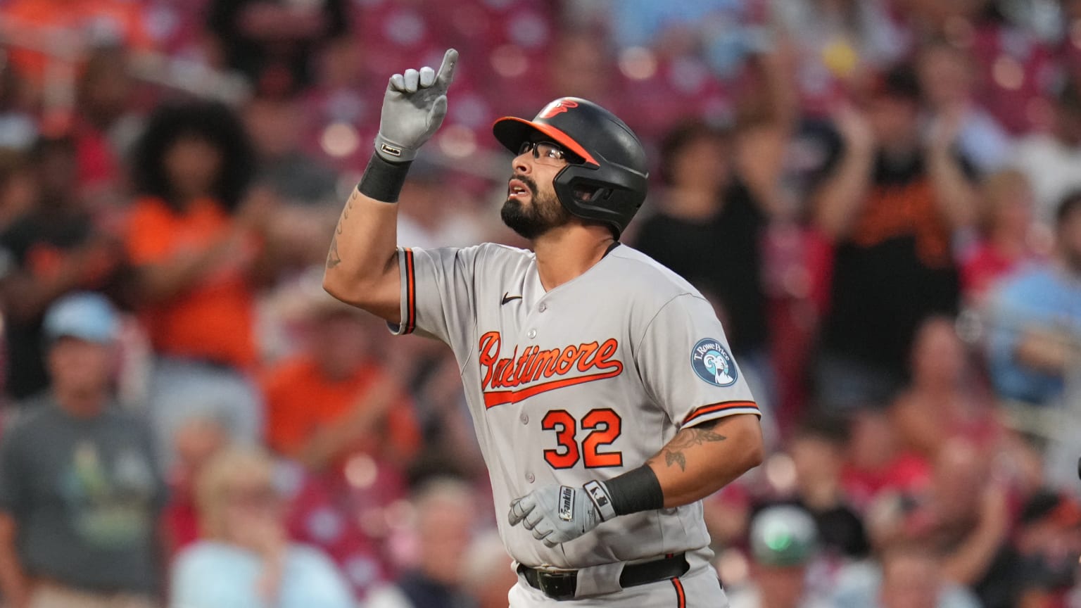 Christian Encarnacion-Strand of the Baltimore Orioles watches a home run against the St. Louis Cardinals