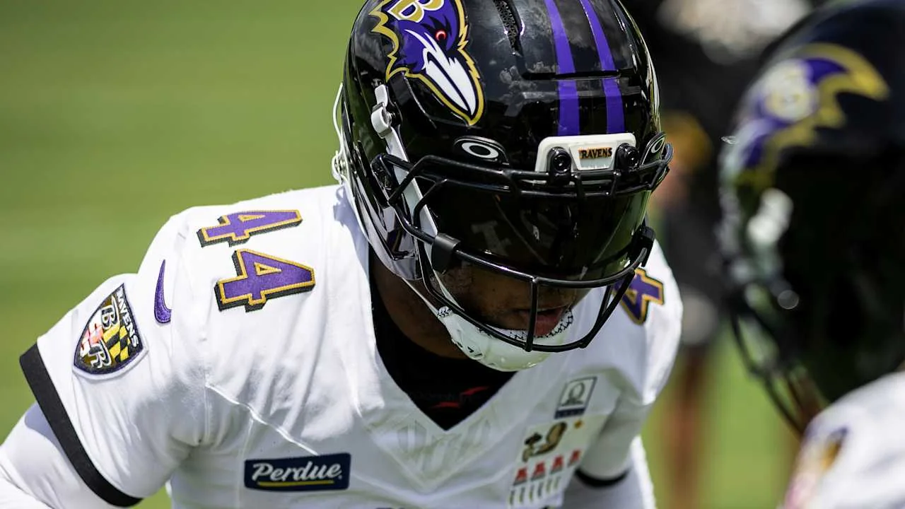 Marlon Humphrey works at Ravens training camp