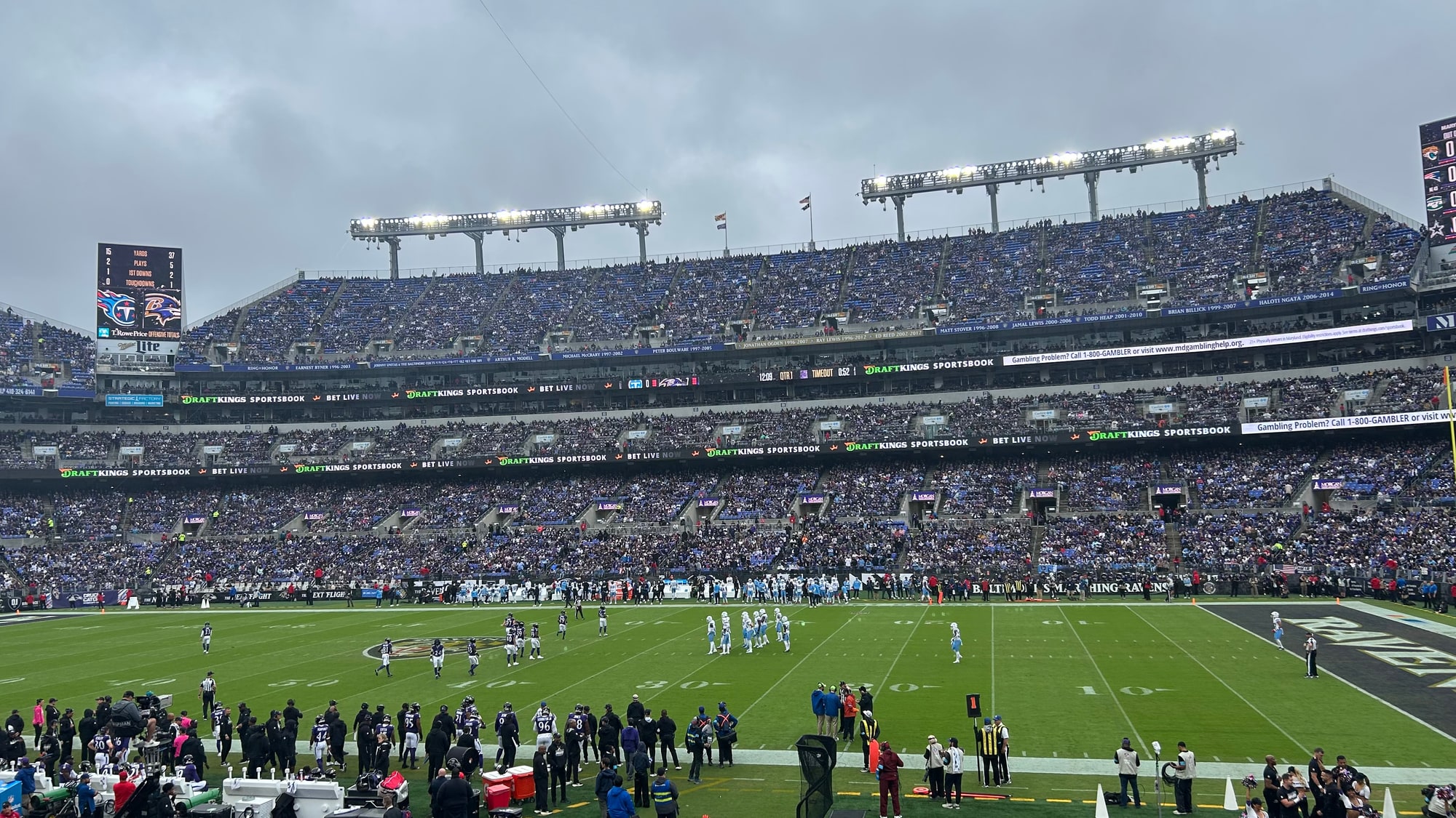 A wide view of M&T Bank Stadium during the first quarter of Ravens versus Titans