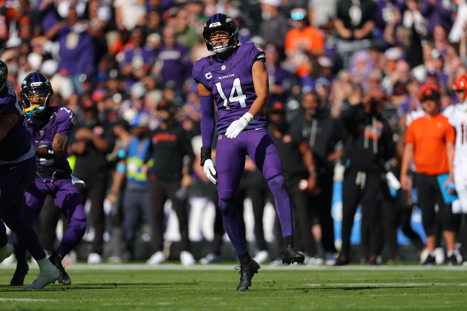 Kyle Hamilton reacts during the Ravens’ Week 7 game against Cincinnati