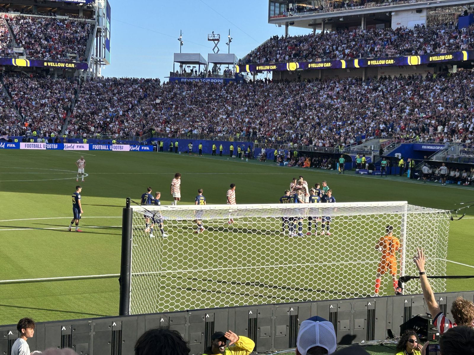 Bosnia line up a wall as Malik Tillman prepares to take the 82nd-minute free kick