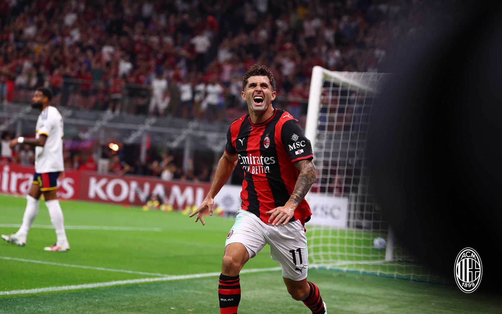 Christian Pulisic celebrates his goal for AC Milan against Lecce on September 20, 2026