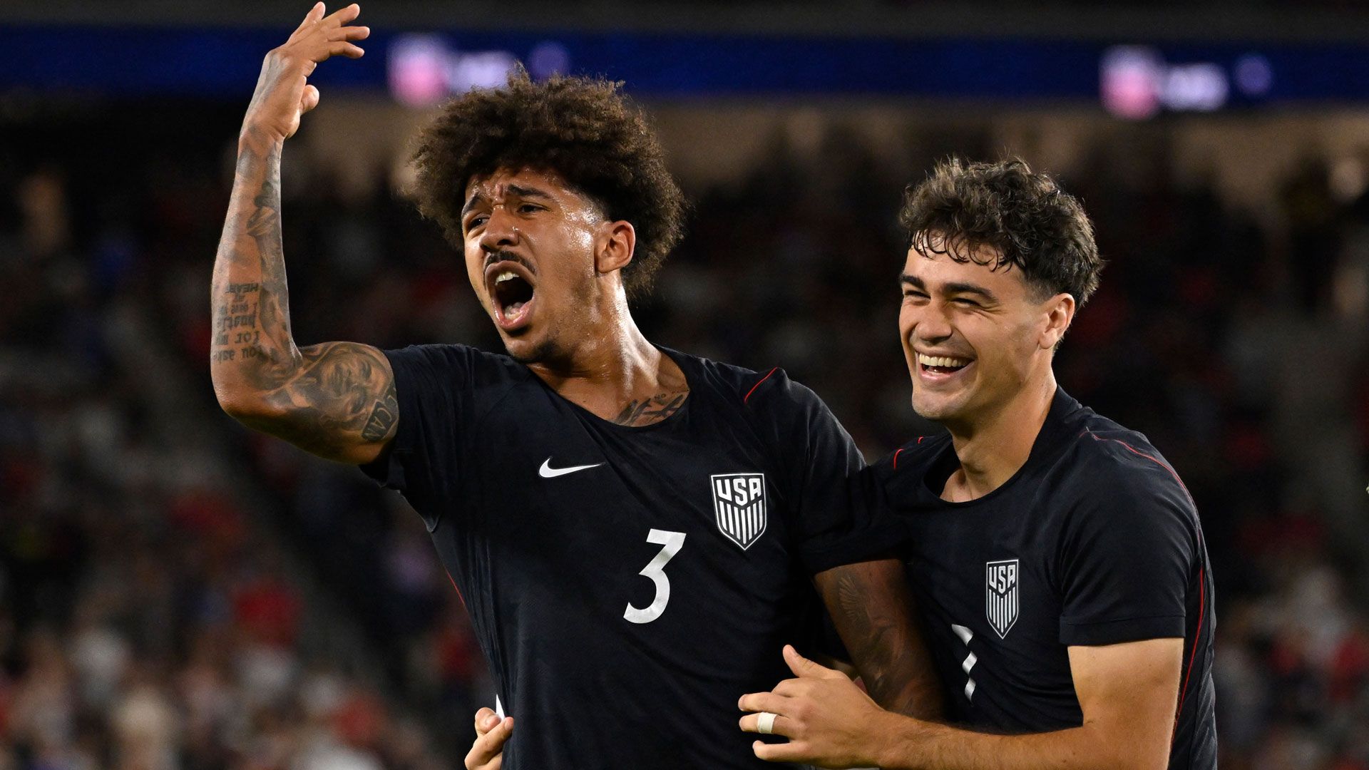 U.S. players celebrate during the Chile match